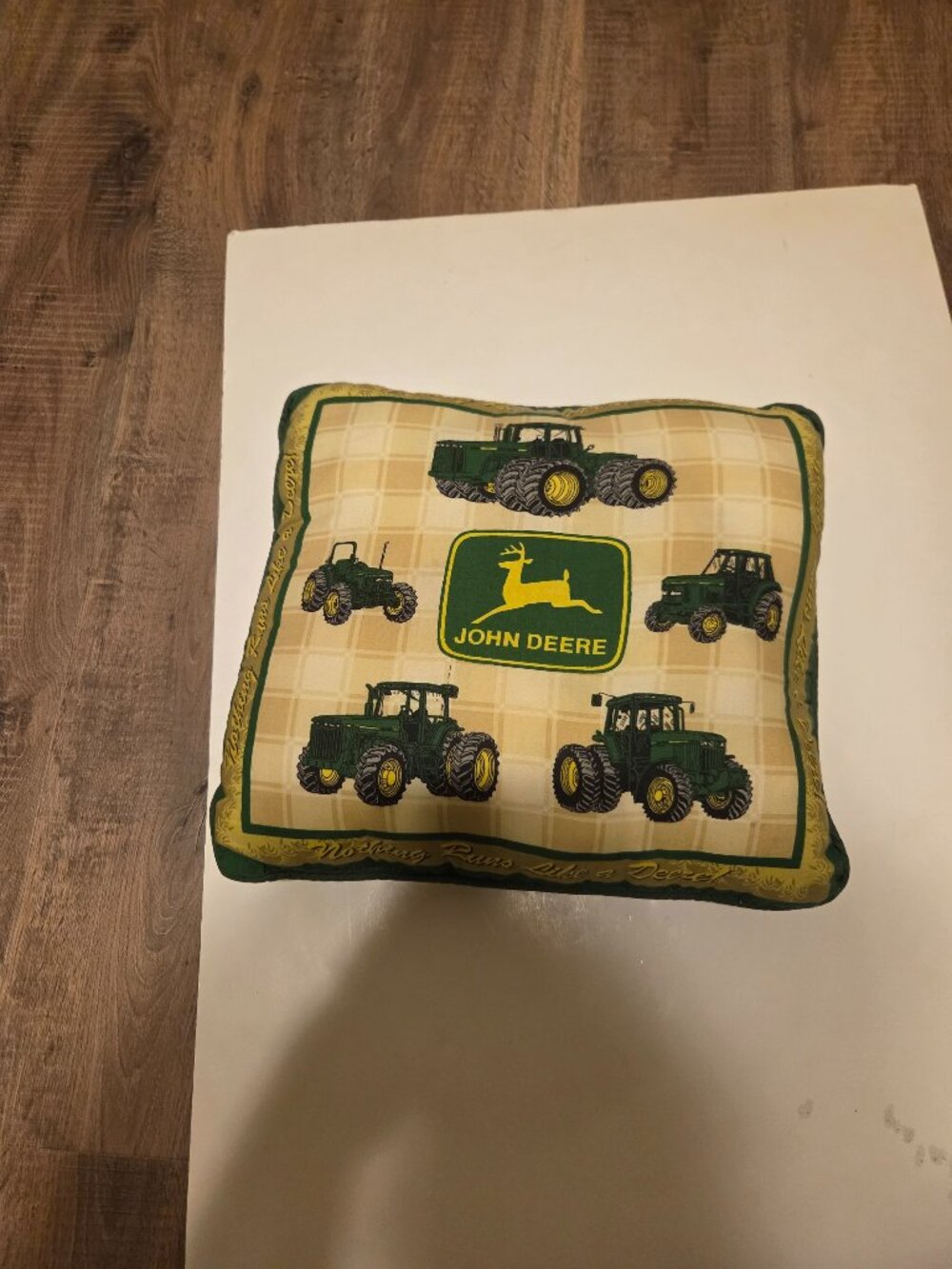 John Deere "Nothing Runs Like A Deere" Throw Pilliow - Measures 16 x 16 inches